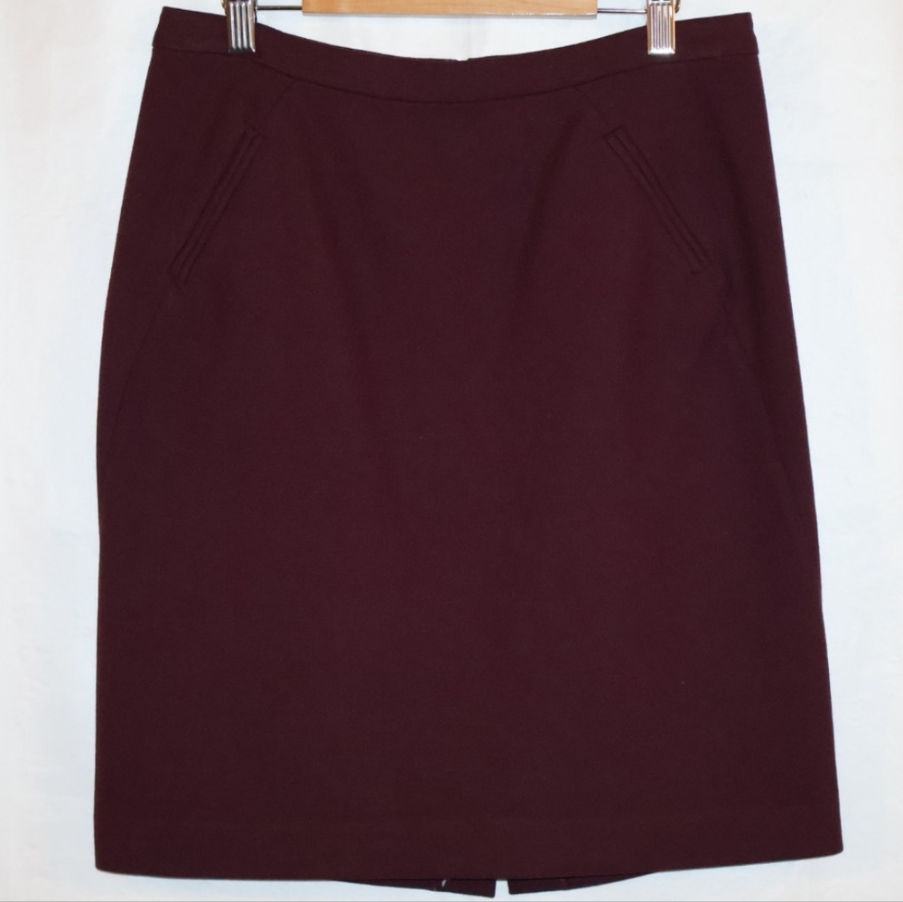 Loft Burgundy Ponte Pencil Skirt.